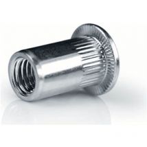 Blindnietmutter Edelstahl blank, Flachkopf, m 10, Rundschaft gerändelt, offen, Klemmbereich 3,1-6 - Goebel