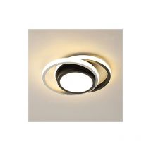 GOECO Doppelkreis-Design-Deckenleuchte, Aluminium, Schwarz + Weiß, 27x22x6 cm, 27W, Sockeldurchmesser 15 cm, neutrales Licht, 220V, Leuchtmittel