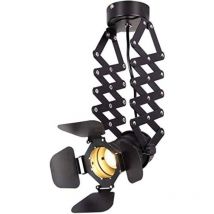 Goeco - Plafonnier 1 spot led, Plafonnier Industriel E27 spots de plafond orientables, Lampe Suspension Rétro Noir en Métal pour cuisine salon chambre