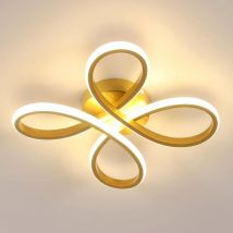 Plafonnier led design floral, doré, 30 cm, lumière chaude, 30W, parfait pour cuisine et chambre - Goeco
