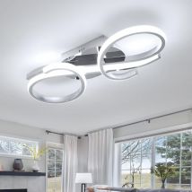 Goeco - Plafonnier led Moderne, 36W 6500K Lumière Blanche Froide, Design Chromé pour Salon, Chambre, Salle à Manger [Classe Énergétique e]