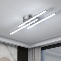 Plafonnier led Moderne, 18W 1700LM Lumière Blanche Froide 6500K, Design Créatif à Trois Barres Argenté pour Salon Salle de Bain Cuisine Chambre