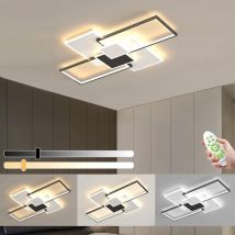 Goeco - Rectangular led Aluminum Ceiling Light - 100W 110x70cm Black/White, Stepless Dimming with 3-Color Temp (3000K-6500K) - Modern Energy-Saving