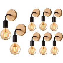 Goeco - Wandleuchte im geschwungenen Holzdesign, schwarzes Schmiedeeisen, 8 E27-Fassungen, ohne Leuchtmittel