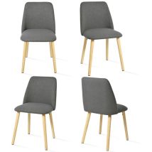 Goeurvant - Chaises De Salle À Manger Modernes Minimalistes Avec Revêtement Respirant Et Pieds En Bois Massif - Lot De 4 - Gris