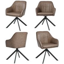 Goeurvant Moderner Esszimmerstühle mit dicker Doppelsitzpolsterung, breiter Rückenlehne und ergonomischen Armlehnen - 4er Set - Dunkelbraun