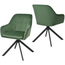 Moderner Esszimmerstühle mit dicker Doppelsitzpolsterung, breiter Rückenlehne und ergonomischen Armlehnen - 2er Set - Grün - Goeurvant