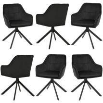 Moderner Esszimmerstühle mit dicker Doppelsitzpolsterung, breiter Rückenlehne und ergonomischen Armlehnen - 6er Set - Schwarz - Goeurvant