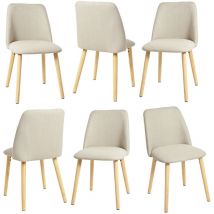 Goeurvant - Sillas de Comedor Modernas Minimalistas con Tapizado Transpirable y Patas de Madera Maciza - Juego de 6 - Beige