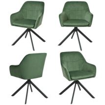 Goeurvant - Sillas Giratoria Moderna con Cojín Doble Grueso, Respaldo Ancho y Reposabrazos Ergonómicos - Juego de 4 - Verde