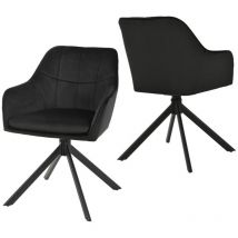 Goeurvant - Sillas Giratoria Moderna con Cojín Doble Grueso, Respaldo Ancho y Reposabrazos Ergonómicos - Juego de 2 - Negro