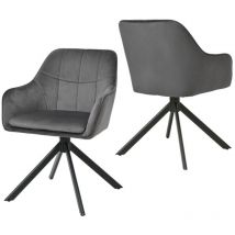 Goeurvant - Sillas Giratoria Moderna con Cojín Doble Grueso, Respaldo Ancho y Reposabrazos Ergonómicos - Juego de 2 - Gris oscuro
