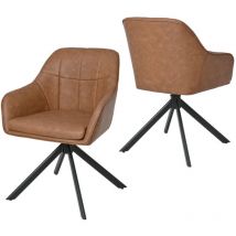 Goeurvant - Sillas Giratoria Moderna con Cojín Doble Grueso, Respaldo Ancho y Reposabrazos Ergonómicos - Juego de 2 - Marrón