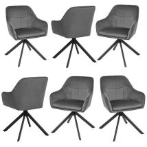 Sillas Giratoria Moderna con Cojín Doble Grueso, Respaldo Ancho y Reposabrazos Ergonómicos - Juego de 6 - Gris oscuro - Goeurvant