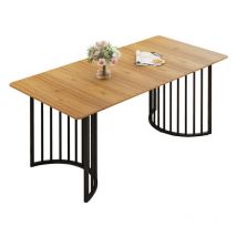 Goeurvant - Mesa de comedor moderna para 4 personas, mesa de madera con base curva de hierro y patas ajustables