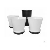 Gogro - Style self watering Kit - White - 3 x 28.5L pots with 45L reservoir and 3 x valves