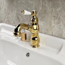 Tonchean - Gold Basin Faucet Kitchen Faucet Kitchen Faucet Tall Elbow Hose Kitchen Sink Faucet Mixer Tap with Pull Out Spray Head Stainless Steel