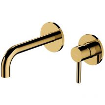 Omnires - Dark Gold Bathroom Basin Concealed Mixer Tap Wall Mounted