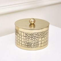 Melody Maison - Gold Crocodile Print Trinket Pot - Gold