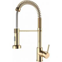 Gold Kitchen Tap Kitchen Sink Mixer tap with Solid Brass Commercial Single Handle Single Hole Pull Down Sprayer Swivel Sprayer Mixer Tap Cold and hot