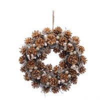 Gold Pinecones and Berries Wreath - 36cm - P040131 - Gold