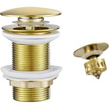 Rhafayre Gold-pop-up-waschbeckenstöpsel Ohne Überlauf, Ablaufstöpsel Mit Siebkorb, Messing-waschbecken-ablaufstöpsel