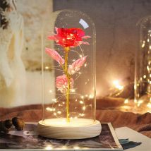 Gold-red Eternal Rose Glass Lamp