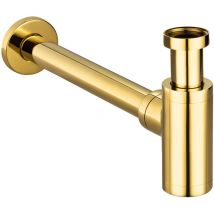 Siphon für Waschbecken, Gold, aus Messing, Abfluss für Waschenbecken, für Bad, Küche oder Spüle inkl. Dichtungen - Sanlingo