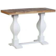 Urban Deco - Mango Wood Console Table, Natural Top and White Pedestal Base
