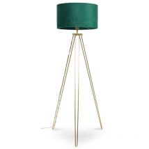 Valuelights - Gold Tripod Standard Floor Lamp Hairpin Light Living Room Velvet Shade - Forest Green - No Bulb