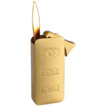 Goldbarren Feuerzeug nachfüllbar Goldfarben Metallfeuerzeug kompakt gelb Flamme 6,0 x 2,8 cm Gold Barren