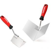 Goldblatt Set de 2 Truelles d'angle en Acier Inoxydable, Truelle d'angle Intérieure 100 x 126 mm et Extérieure 89 x 62 mm, Spatule d'angle avec