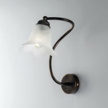 Goldbraune Eisenwandleuchte one light Weißer Glasschirm 26x h30 cm