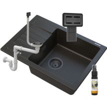 Golden Argos Granit Évier + Siphon Square Black