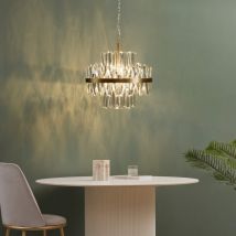 Goldene Hängeleuchte mit transparenten Kristallen - Ariella