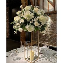 Goldene Hochzeit Blumenhalter 2 Sätze, 24 Zoll Hohe Vase Säulen Blumenhalter, Esstisch Metall Geometrie Zentrum, Blumenhalter, Familienparty Hochzeit 