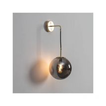 Kosilum - Goldfarbene Vintage-Wandleuchte Rauchglas - Claudia