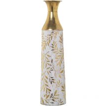 Fijalo - Gold/Weiß -Metall -Vase ° 17x65cm für alle Stile, um dem Haus eine Note zu verleihen, damit alle Stile eine Note verleihen können
