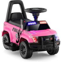 GOLUS Voiture de Police électrique pour Enfants, Voiture électrique à Batterie de 6V avec Mégaphone, Sirène et Lumières, Jouet électrique avec