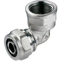 Gomito filettato PEX 16x1/2” GW – Ottone nichelato – 95°C max – 1,0 MPa max – Impianti di riscaldamento