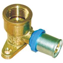 Gomito pressare fil. fem + staffa x multistrato • ottone mm 20X1/2F