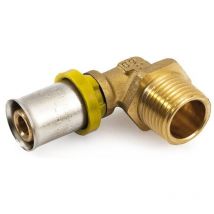 Gomito tubo multistrato a pressare x acqua/gas trident gf 20x1/2 m maschio curva