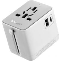 Adattatore da viaggio, adattatore universale a spina da 15W con 2 usb 2.4A/3A, reset automatico, adattatore a spina da viaggio a