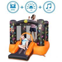 Gonfiabile per Bambini Interattivo Luci Musica con Scivolo Castello Pompa Aria