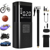 Gonfleur- Mini Compresseur à Air Portatif, 6000mAh, avec Écran lcd + Lampe led, 4 Modes pour Voiture, Velo, Moto, Balle