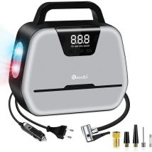 Euritecsa - Gonfleur Pneus Voiture 12V 150PSI ac dc Double Alimentation, Mini Compresseur à Air Numérique pour Vélo Moto Balle, avec Lampe led, Jeu
