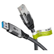 Goobay - 70695 cambiador de género para cable usb a RJ-45 Negro, Plata