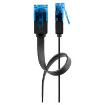 Goobay - cat 6A Flach-Patchkabel, u/utp, schwarz, Kupferleiter (cu). Kabellänge 20 m