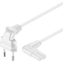 Goobay - Euro-netzkabel Mit Doppelnutkupplung, Weiß, 1,5m, 90°
