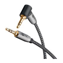Audio Verbindungskabel AUX, 3,5 mm stereo, 90°, 1 m, Klinke 3,5 mm Stecker (3-Pin, stereo) Klinke 3,5 mm Stecker (3-Pin, stereo) 90°. Kabellänge 1 m